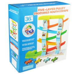 Circuit din lemn cu 6 piste si 4 masinute, 3 ani+ 01