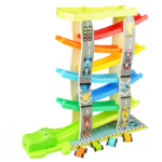 Circuit din lemn cu 8 piste si 4 masinute, 3 ani+