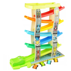 Circuit din lemn cu 8 piste si 4 masinute, 3 ani+