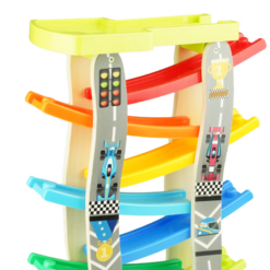 Circuit din lemn cu 8 piste si 4 masinute, 3 ani+