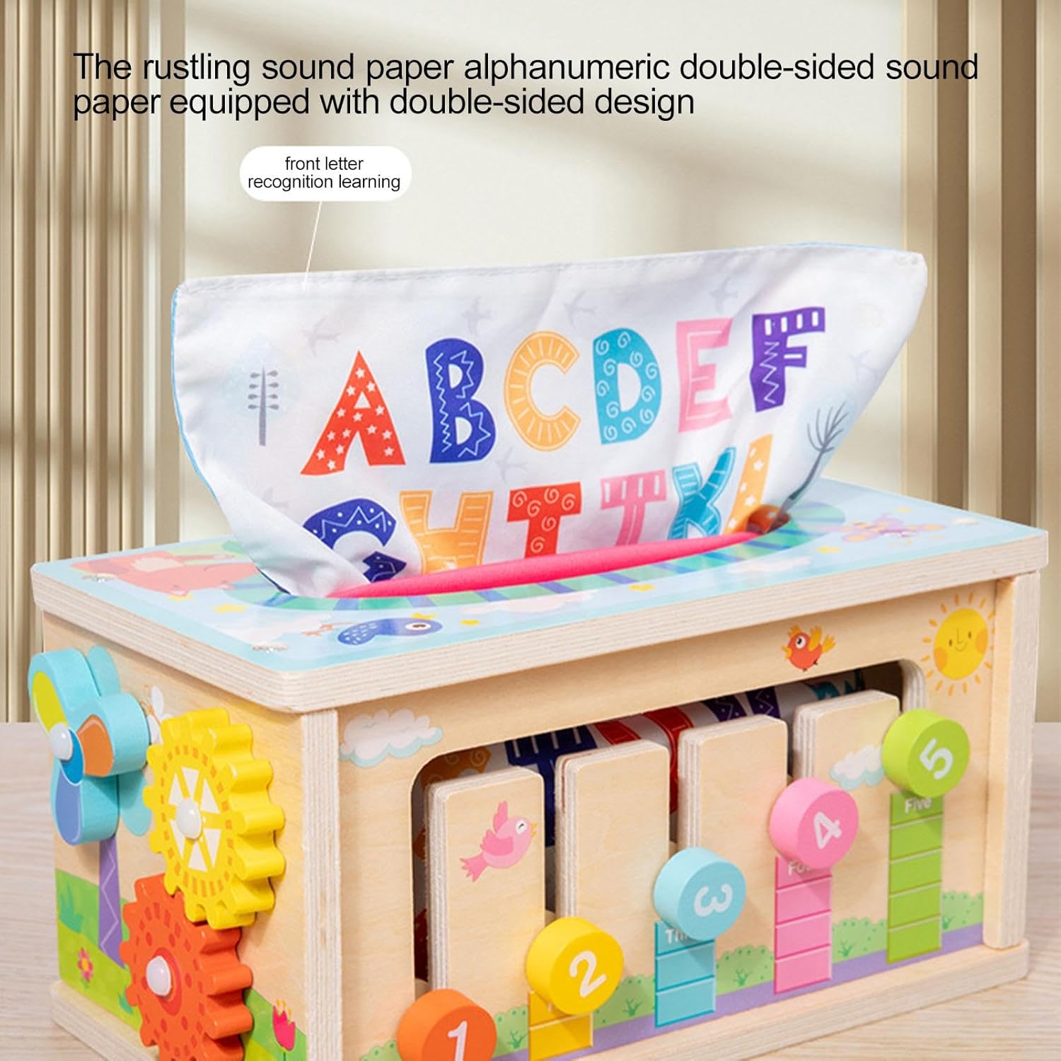 Cutia cu batiste si sortator forme geometrice, 12 luni+