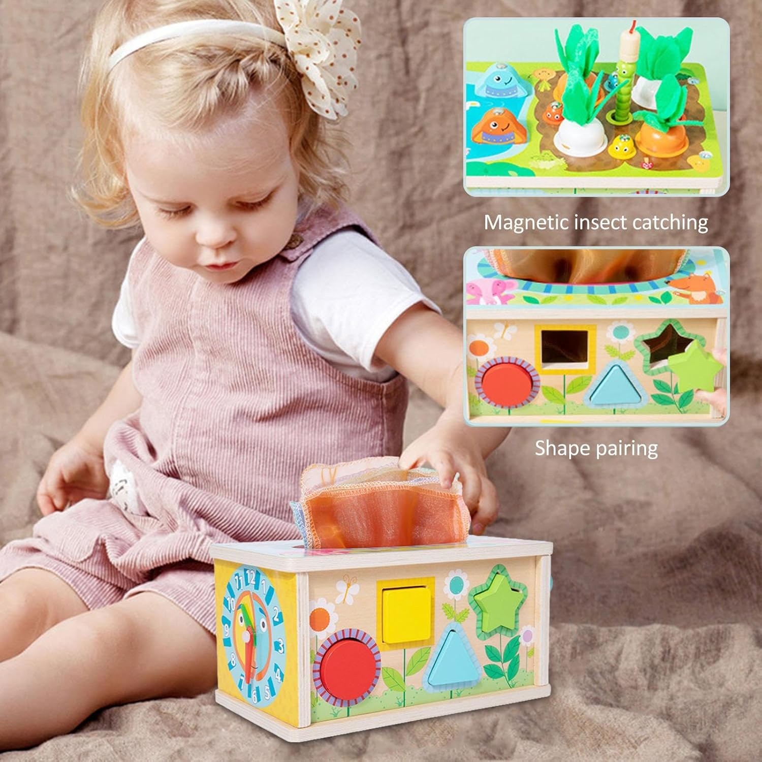 Cutia cu batiste si sortator forme geometrice, 12 luni+