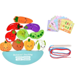 Joc 3 in 1, logica, echilibru, snuruit, 3 ani, Legume