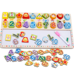 Joc educativ 3 in 1, Tablita de scris magnetica, cifre, forme, 3 ani