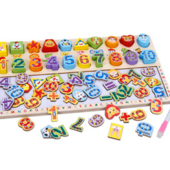 Joc educativ 3 in 1, Tablita de scris magnetica, cifre, forme, 3 ani