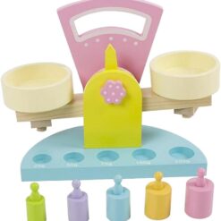 Joc educativ Montessori - Balanta cu greutati din lemn, 3 ANI