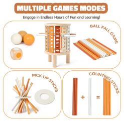 Joc montessori de societate, Joc de echilibru cu bețe și bile, 3 ani