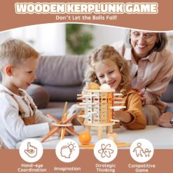 Joc montessori de societate, Joc de echilibru cu bețe și bile, 3 ani