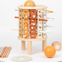 Joc montessori de societate, Joc de echilibru cu bețe și bile, 3 ani