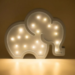 Lampa de veghe din lemn, decorativa cu led, Elefant