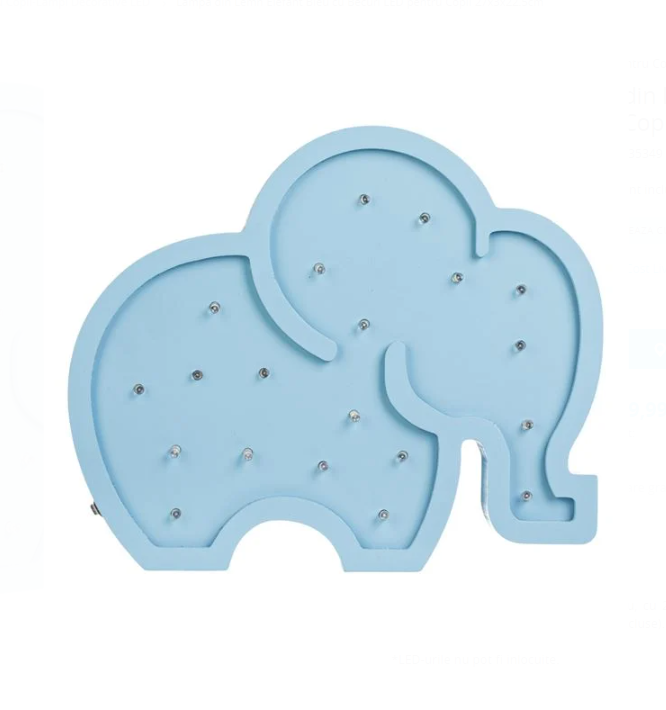 Lampa de veghe din lemn, decorativa cu led, Elefant