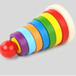 Piramida Montessori Curcubeu - sortator cu forme geometrice, 3 ANI+ 01