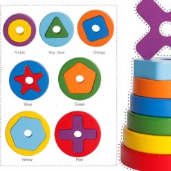 Piramida Montessori Curcubeu - sortator cu forme geometrice, 3 ANI+ 01