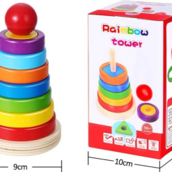 Piramida Montessori Curcubeu - sortator cu forme geometrice, 3 ANI+ 01