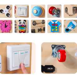 Placa senzoriala cu 11 activitati Montessori, Busy Board