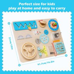 Placa senzoriala cu 11 activitati Montessori, Busy Board, 1 AN+