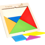 Puzzle educativ 3D Tangram, 7 piese, 21 piese,3 ani+