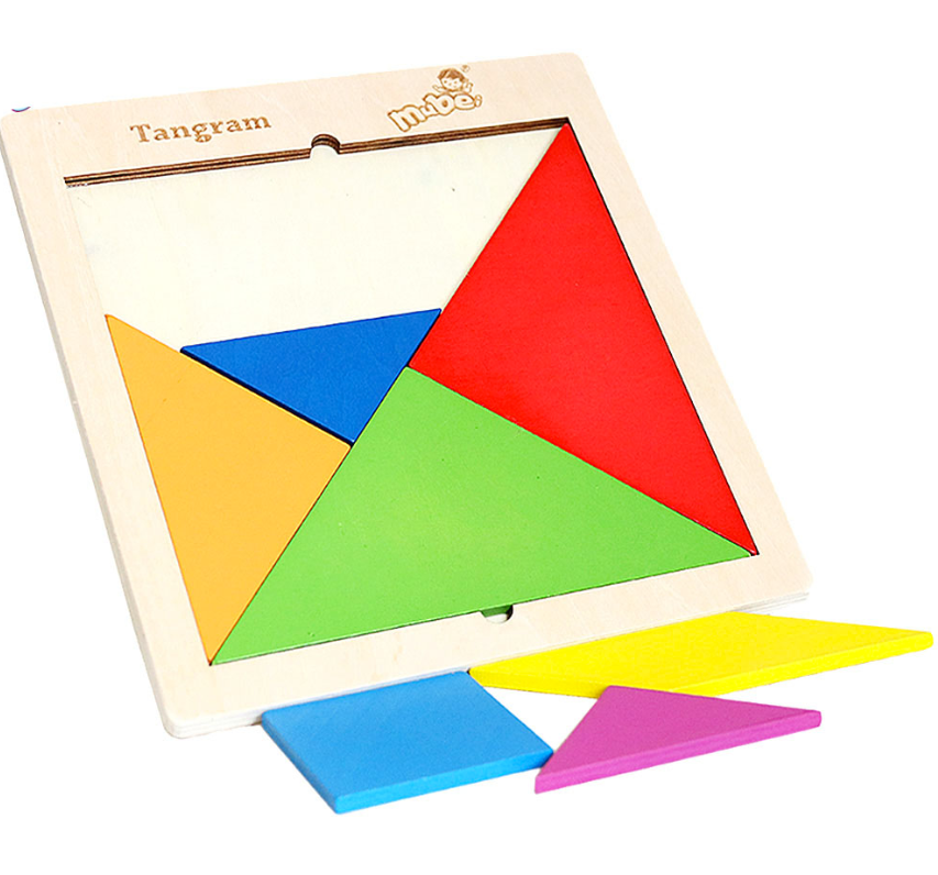 Puzzle educativ 3D Tangram, 7 piese, 21 piese,3 ani+