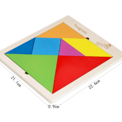 Puzzle educativ 3D Tangram, 7 piese, 21 piese,3 ani+