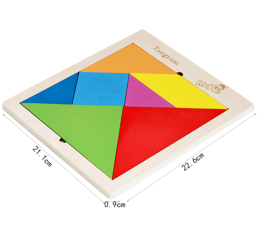 Puzzle educativ 3D Tangram, 7 piese, 21 piese,3 ani+
