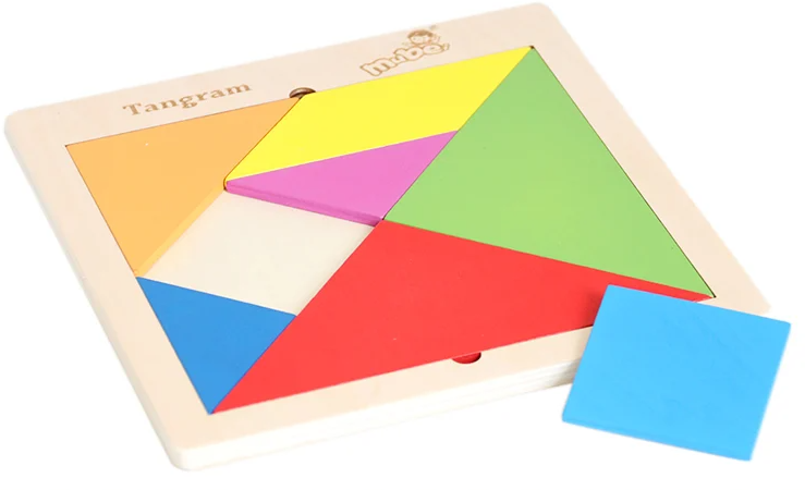 Puzzle educativ 3D Tangram, 7 piese, 21 piese,3 ani+