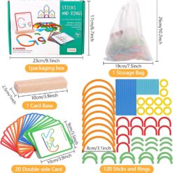 Puzzle educativ Tangram din lemn cu 142 piese, Forme , 3 ani 07