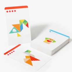 Ce include: 21 piese, forme geometrice de diferite culori si dimensiuni; 36 de sabloane, ilustrate fata-verso, in total 72 provocari; 1 cutie depozitare; Caracteristici: Material: lemn; Dimensiuni ambalaj: 17 x 17 x 4 cm; Varsta recomandata: 3 ani+