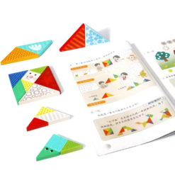 Ce include: 21 piese, forme geometrice de diferite culori si dimensiuni; 36 de sabloane, ilustrate fata-verso, in total 72 provocari; 1 cutie depozitare; Caracteristici: Material: lemn; Dimensiuni ambalaj: 17 x 17 x 4 cm; Varsta recomandata: 3 ani+