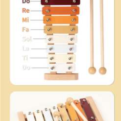 Set 7 instrumente muzicale din lemn pentru copii, 1 an+