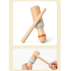Set 7 instrumente muzicale din lemn pentru copii, 1 an+
