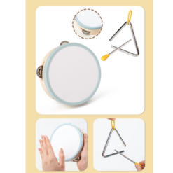 Set 7 instrumente muzicale din lemn pentru copii, 1 an+