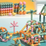 Set de constructie 3D, magnetic, 176 magneti, 3 ani
