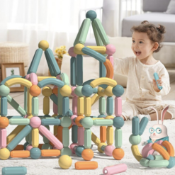 Set de constructie 3D, magnetic, 143 magneti, 3 ani