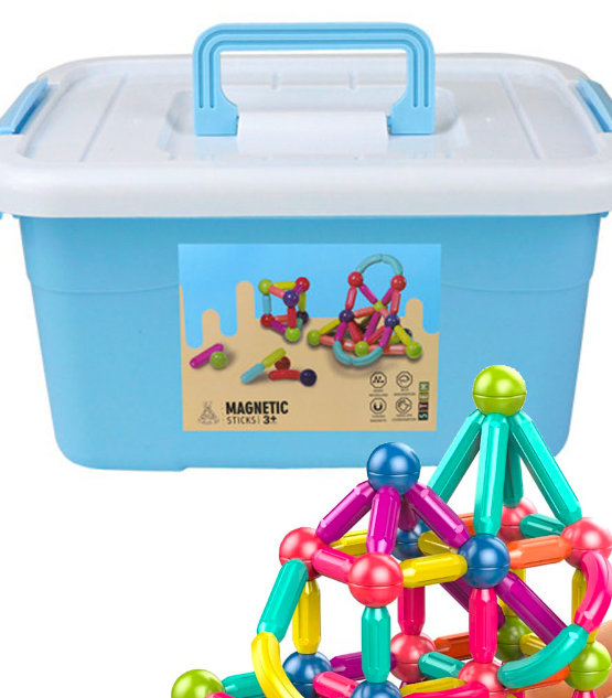 Set de constructie 3D, magnetic, 72 magneti, 3 ani