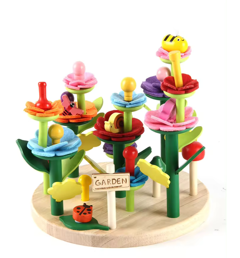 Set de constructie creativ, Gradina Flori, 53 piese, 3 ani+