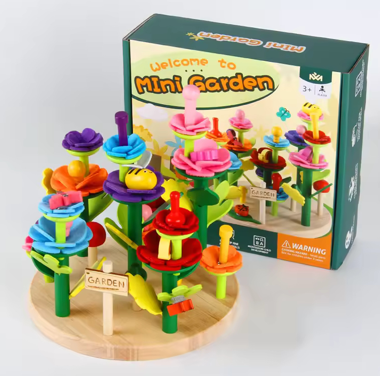 Set de constructie creativ, Gradina Flori, 53 piese, 3 ani+