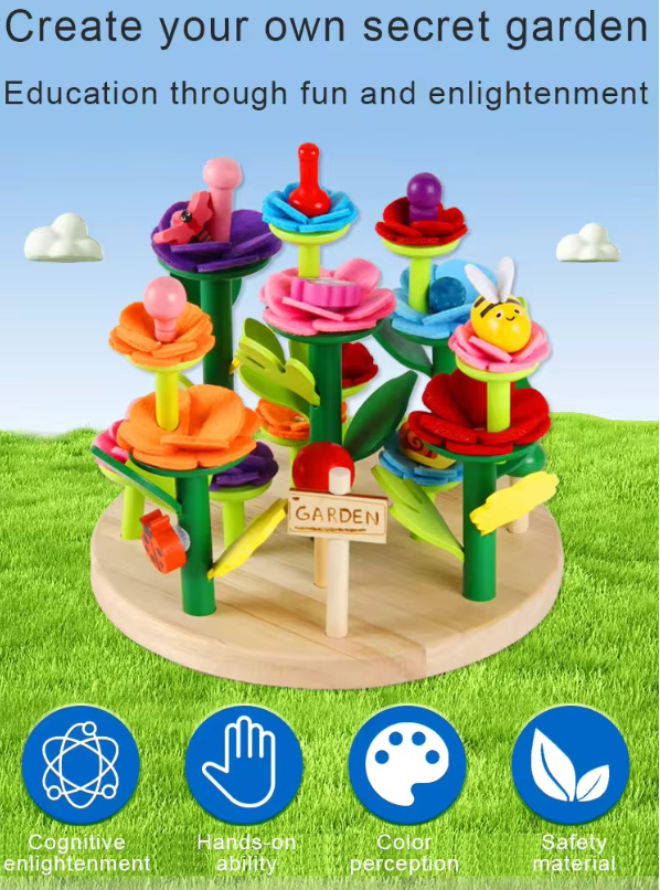 Set de constructie creativ, Gradina Flori, 53 piese, 3 ani+