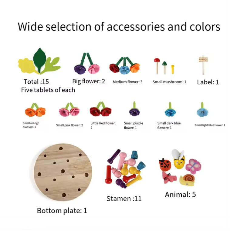 Set de constructie creativ, Gradina Flori, 53 piese, 3 ani+