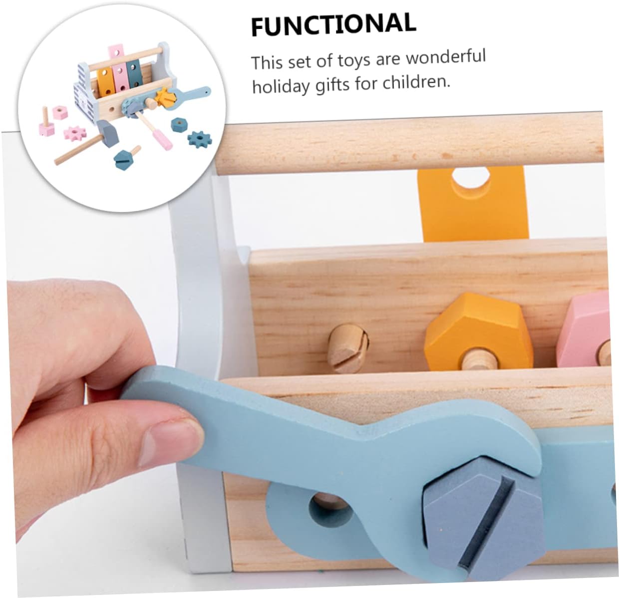 Trusa de scule din lemn, Pastel, 3 ani