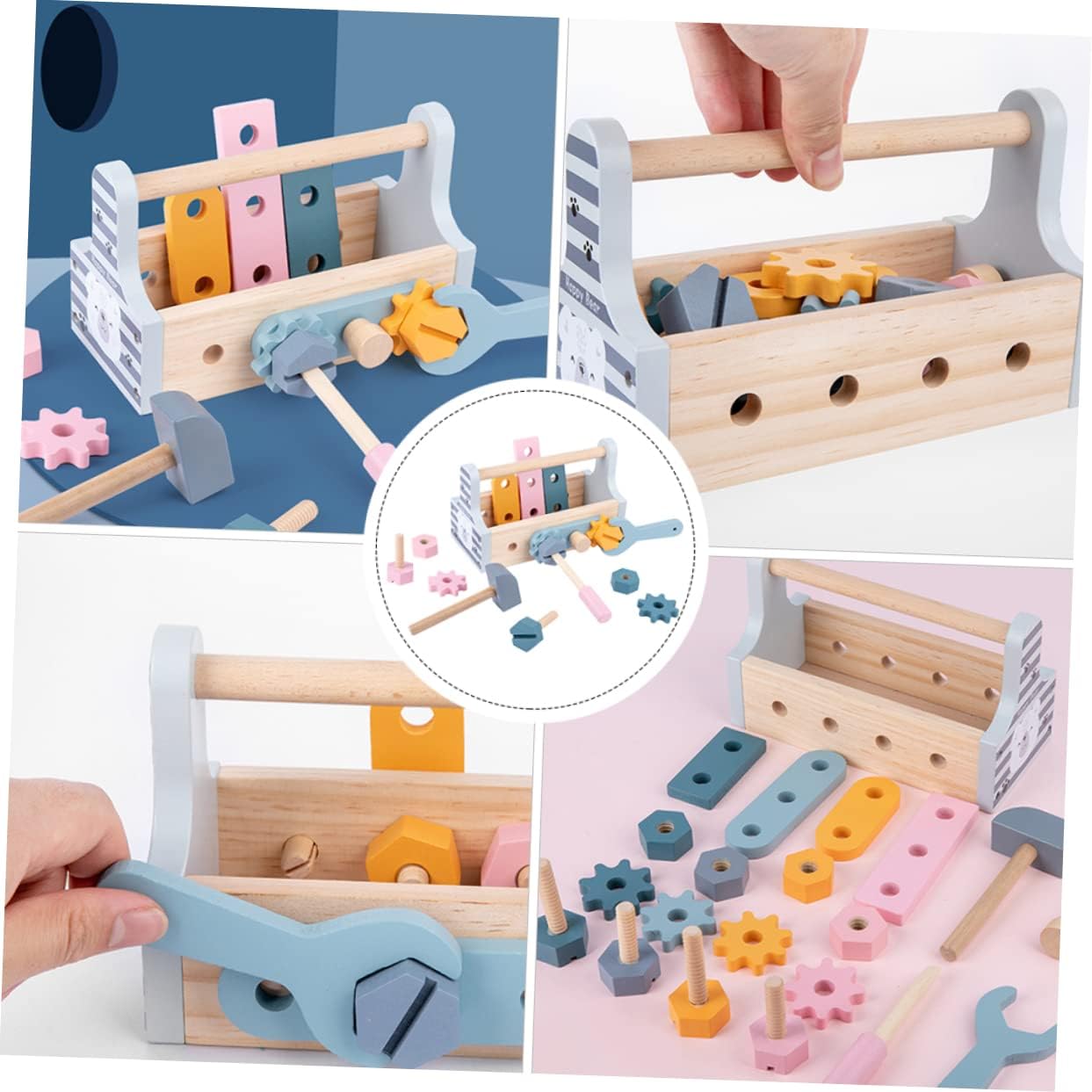 Trusa de scule din lemn, Pastel, 3 ani