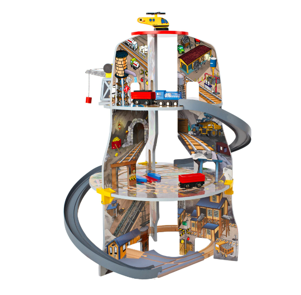 Circuit feroviar din lemn, pe 3 nivele, 74 cm, 3 ANI