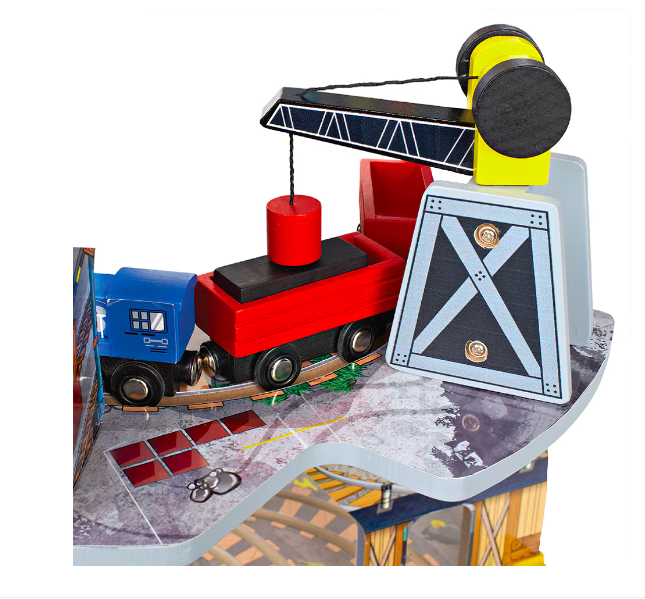 Circuit feroviar din lemn, pe 3 nivele, 74 cm, 3 ANI