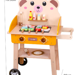 Grătar din lemn pentru copii cu accesorii - Set joc de rol educativ, 3 ani