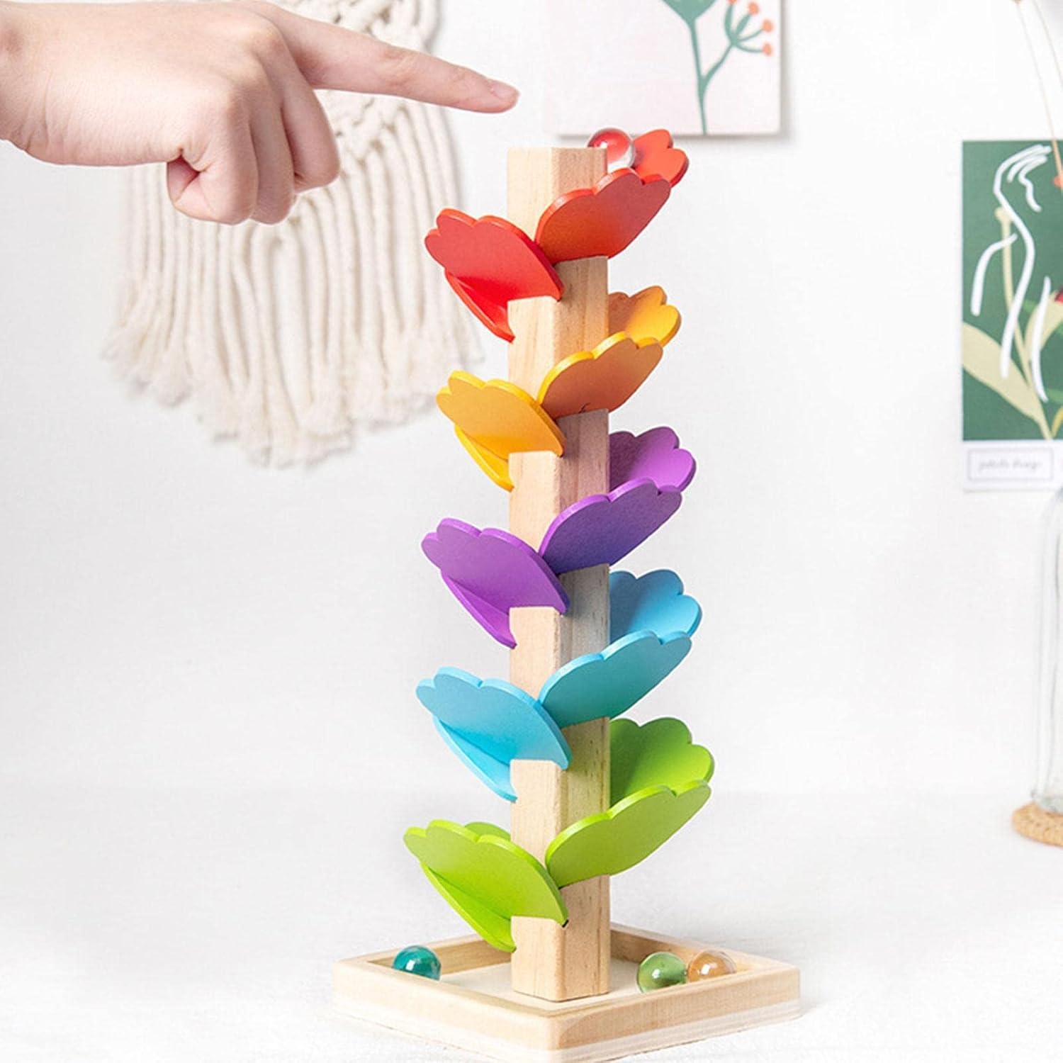 Joc Montessori din lemn tip circuit, Copacul Curcubeu, 30 CM, 3 ani