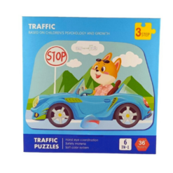 Set 6 Puzzle cu 6 Mijloace de transport, 3 ani 03