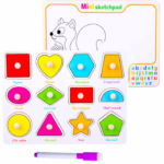 Tablita de scris si desenat si puzzle incastru  cu Forme geometrice