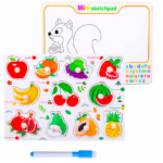 Tablita de scris si desenat si puzzle incastru  cu Fructe