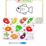 Tablita de scris si desenat si puzzle incastru  cu legume