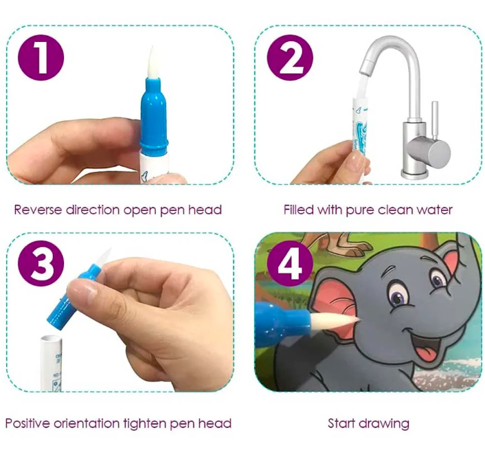 Carte de colorat cu apa, Animale din jungla