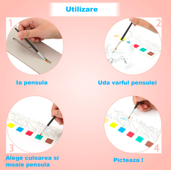 Carte de colorat cu apa portabila, Litere,3 ani